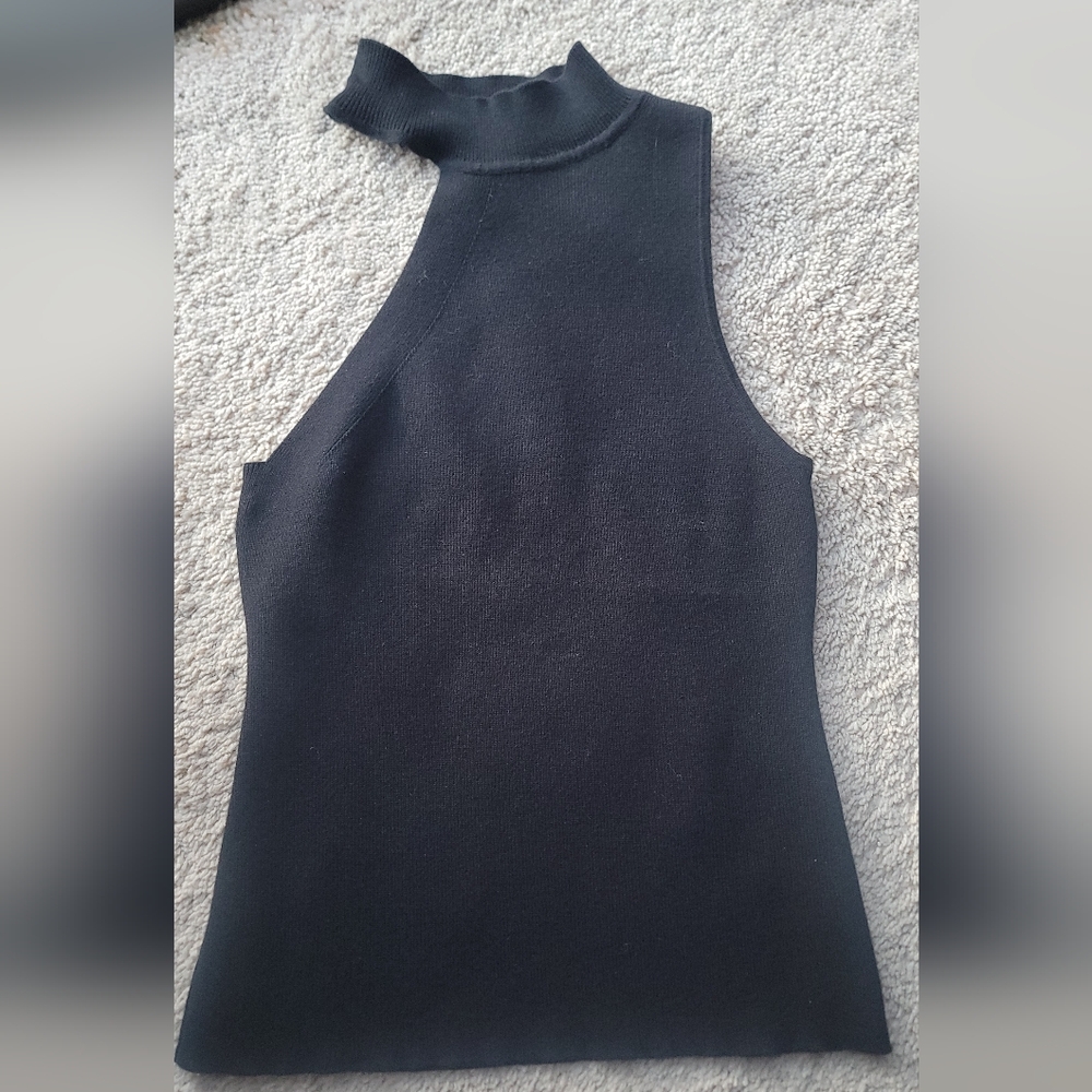 DKNY Textured Black Knit Top